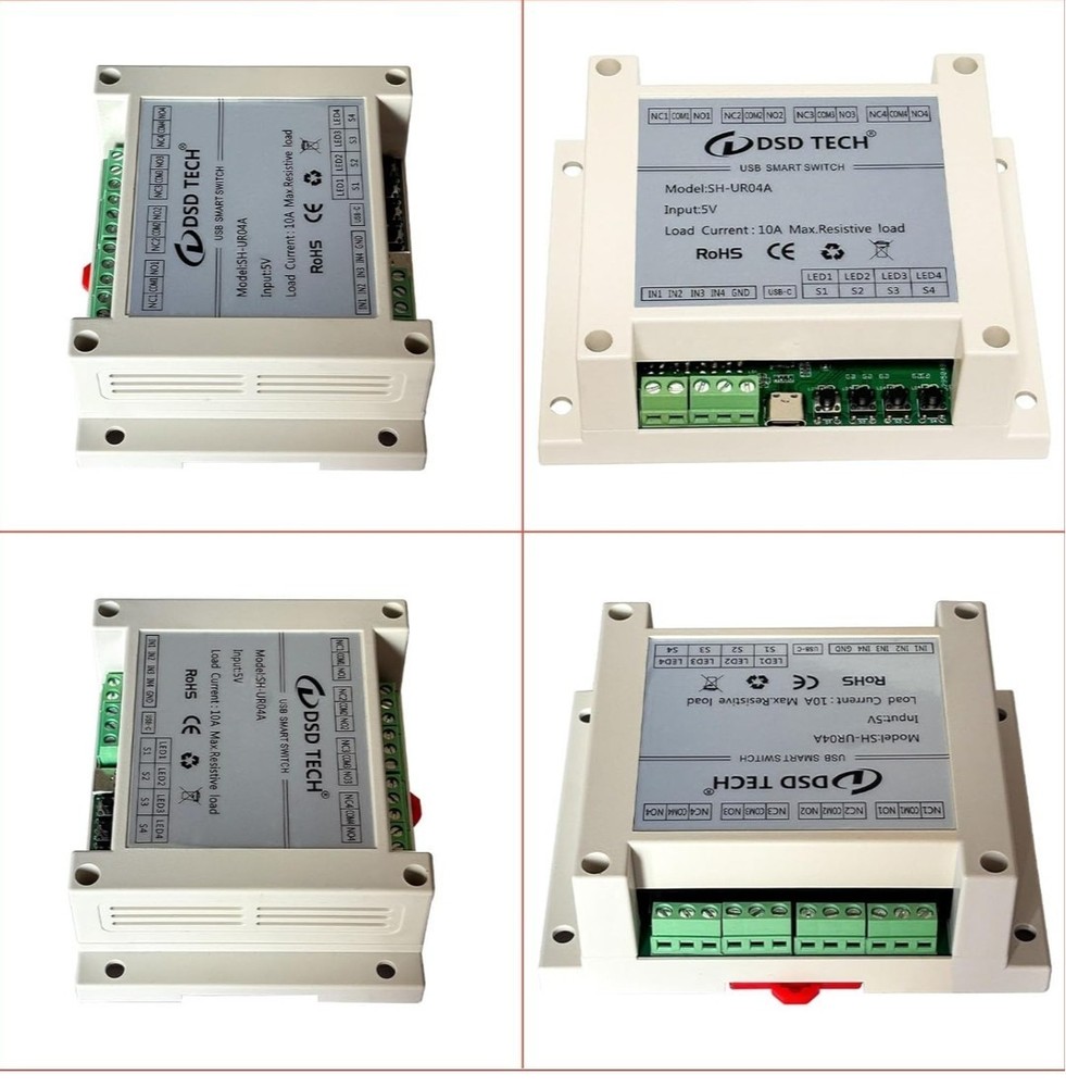 DSD TECH SH-UR04A 4-Channel USB Powered Relay Module for PC & Mac(4CH)
