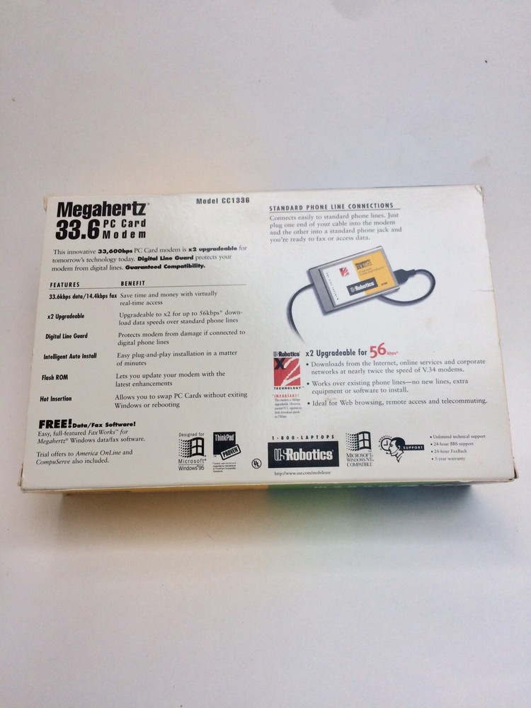 💥US ROBOTICS CC1336 MEGAHERTZ 33.6 PC CARD MODEM