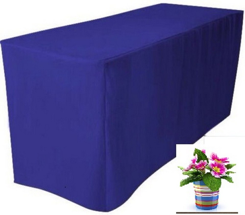6' ft. Fitted Blue Polyester Table Cover Wedding Banquet Event Tablecloth