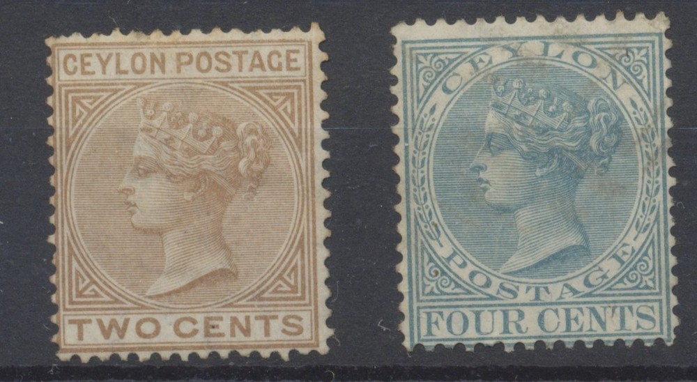 Ceylon Stamps 1882 SG121;122 mint hinged CV £93