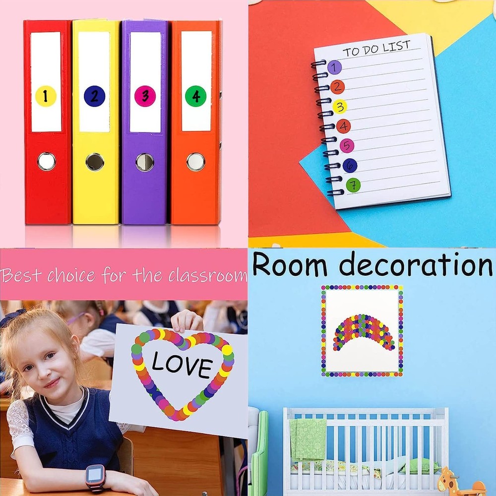 1400 PCS Colored Dot Stickers Round Color Coding Labels Polka Circle Dot Labe...
