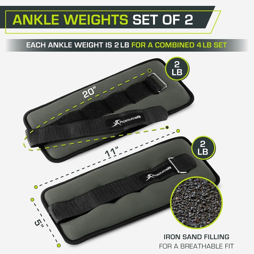 ProsourceFit Adjustable Ankle Wrist Weights Arm Leg 1-5lb Pair Set Exercise