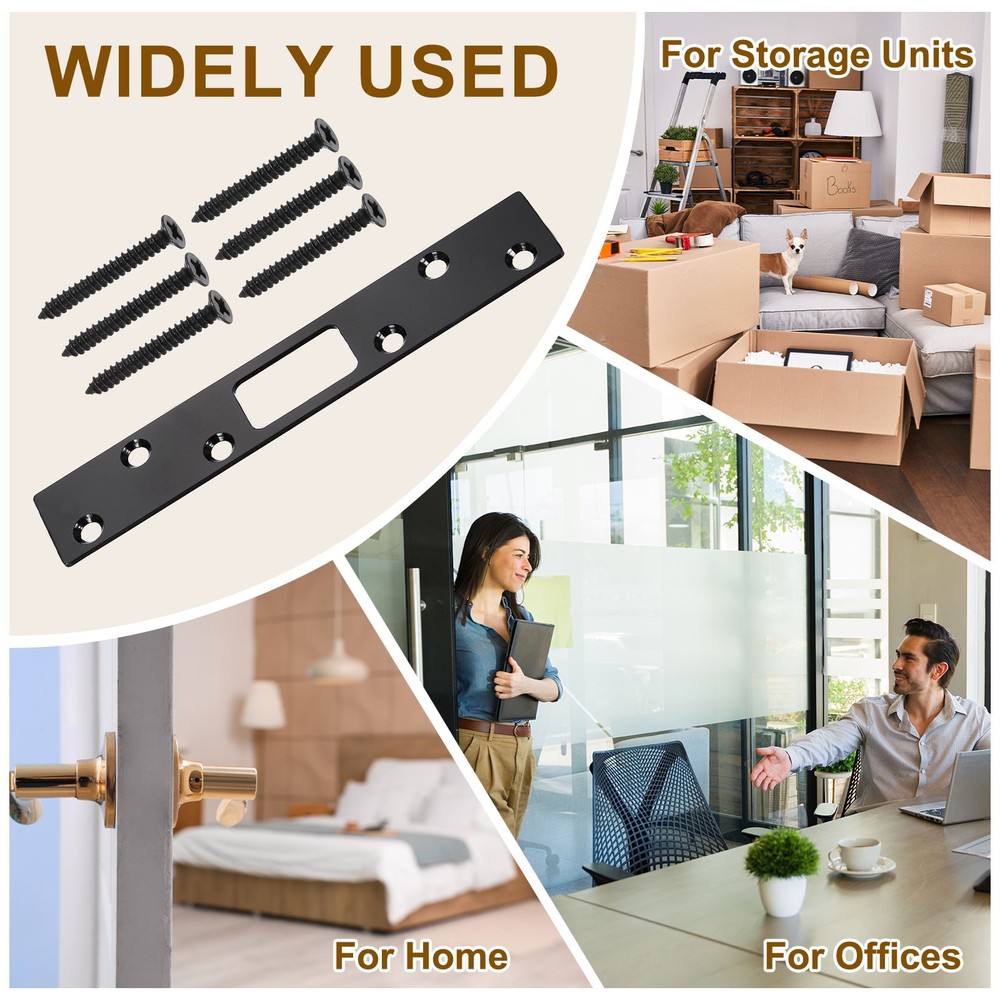 Door Lock Plate, 6 Inch Security Lock (Black)