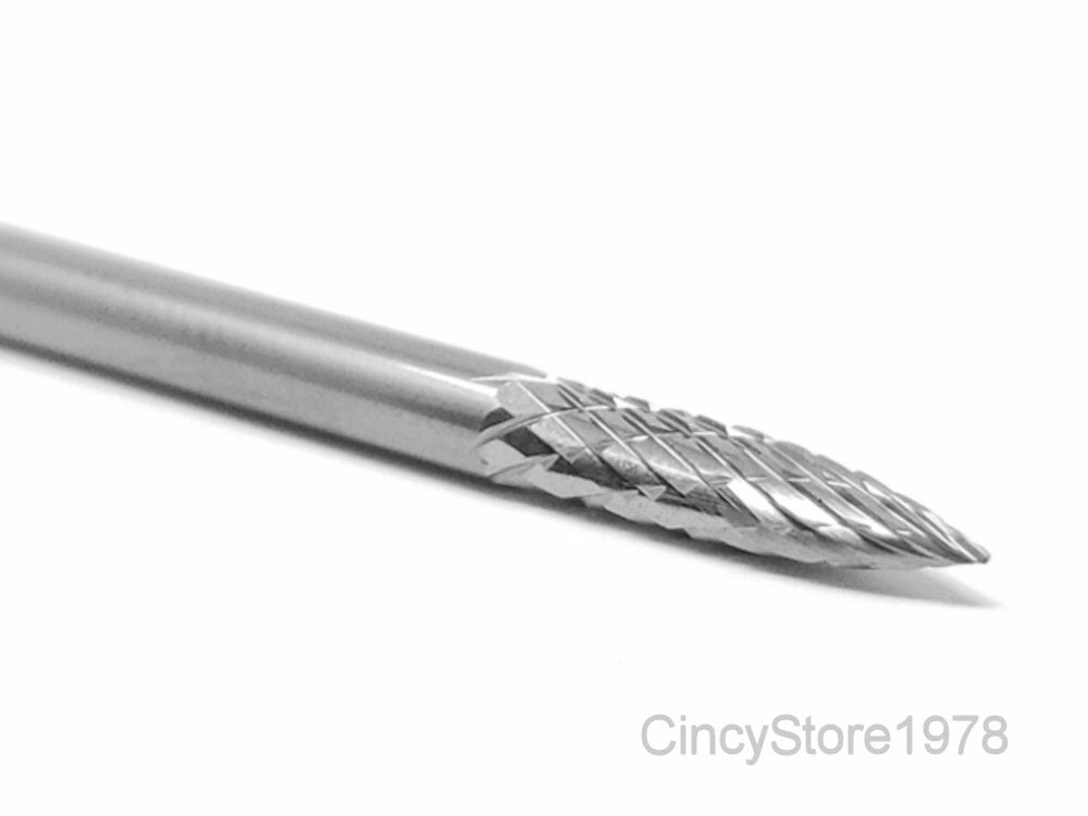 SG43D Tree Shape SOLID Carbide Burr Bur Cutting Tool Die Grinder Bit 1/8"