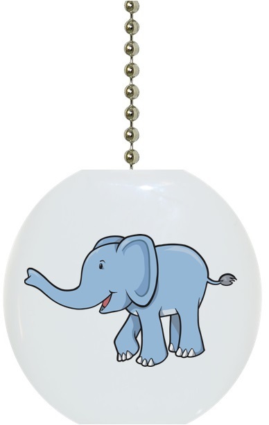 Cute Blue ELEPHANT Animal Solid CERAMIC Ceiling FAN Pull Light Lamp NEW