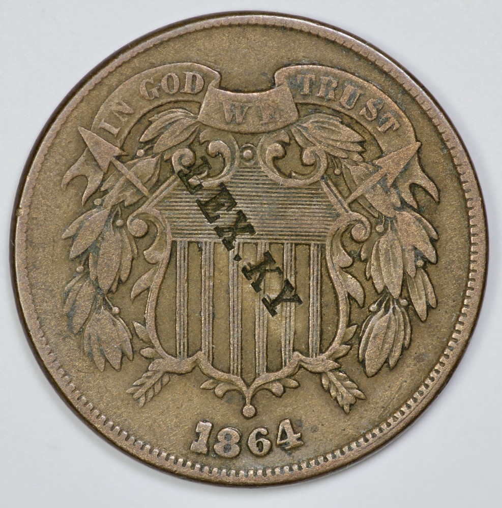 1864 2c Lexington, KY Counterstamp Two Cent