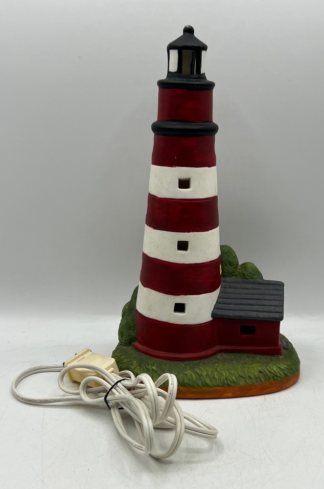 Direct Connection Lighted Ceramic Lefton VA Assateague Island Lighthouse, 11"
