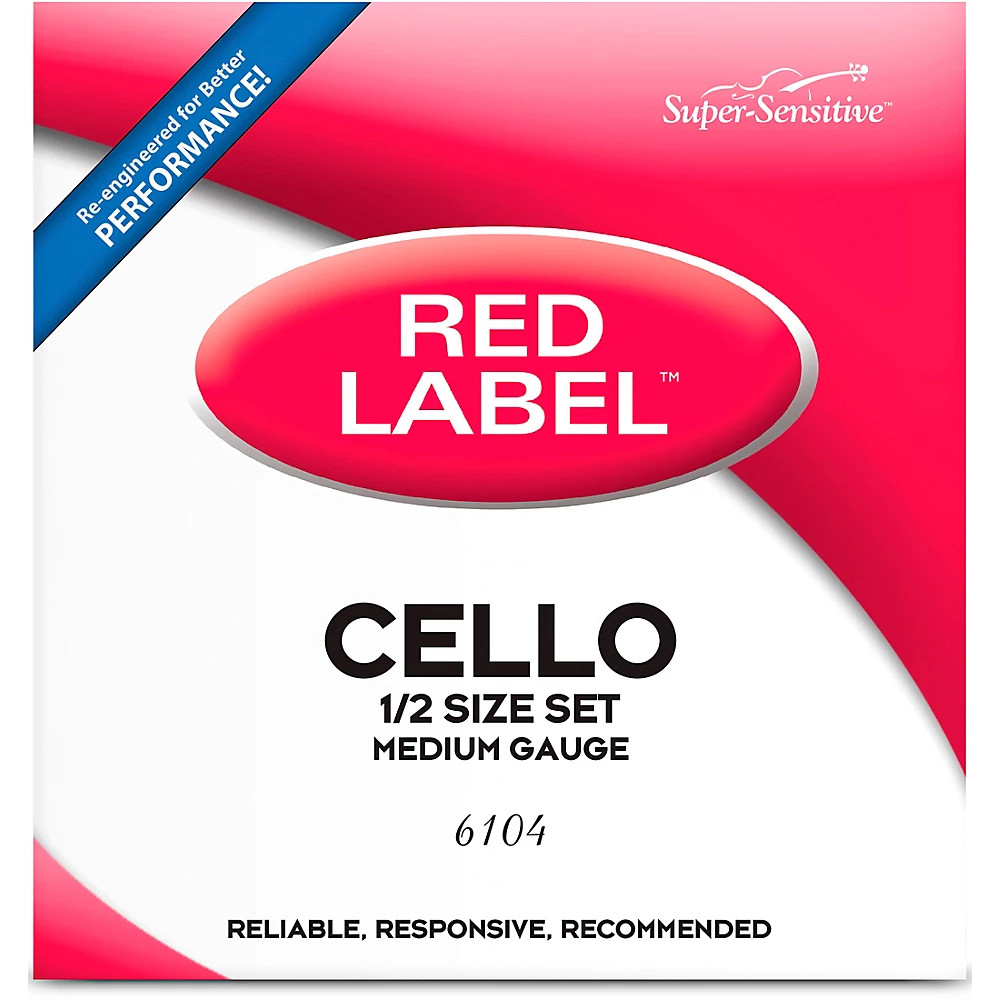 Super Sensitive Red Label Series Cello String Set 1/2 Size, Medium