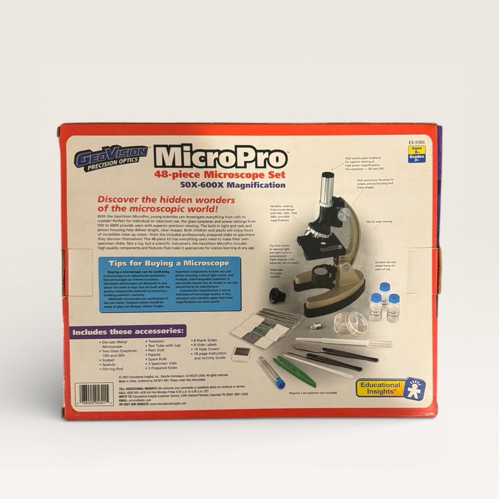 GEOVISION MICROPRO 48 PIECE MICROSCOPE LAB SET w/ Instruction Guide