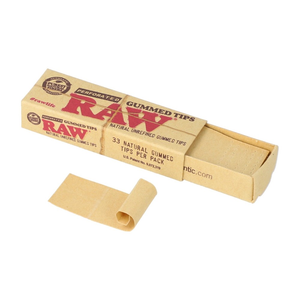 RAW Perforated Gummed Rolling Tips (24 pcs) - Full Box