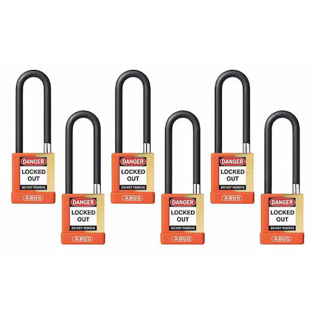 Abus 20119 Keyed Padlock, Open, Rectangular Steel Body, Hardened Steel Shackle,