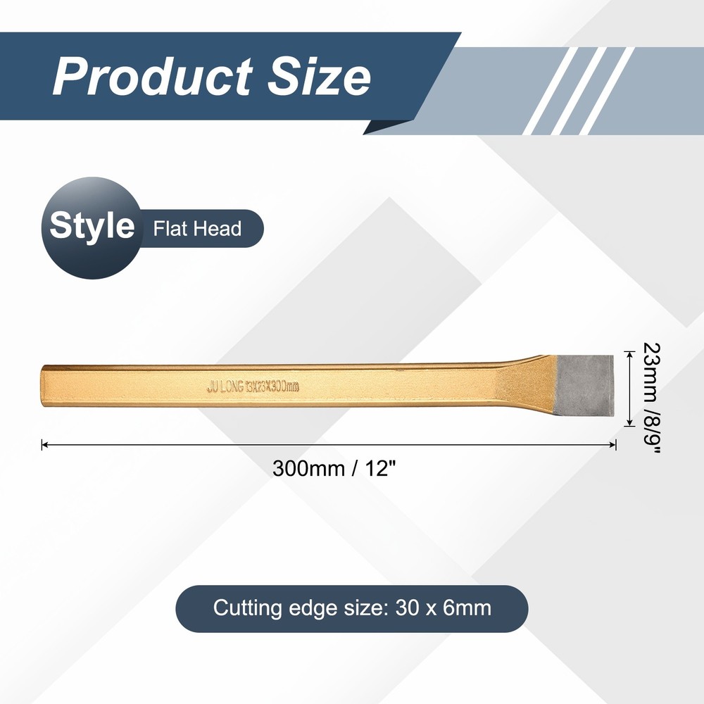 8/9" Heavy Duty Cold Chisel 12" Long Alloy Steel Flat Cold Chisel