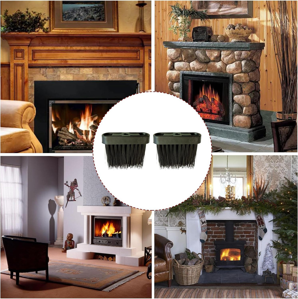2Pcs Fireplace Brush Replacement Head Oblong Hearth Black