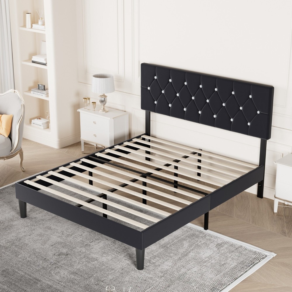 Queen King Size Upholstered Headboard Only Velvet Button Tufted Adjustable Bed