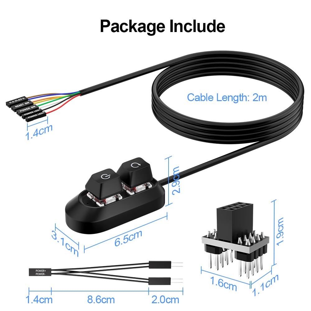 PC Power Button, Desktop Switch Splitter ON Off Reset SW HDD LED External...