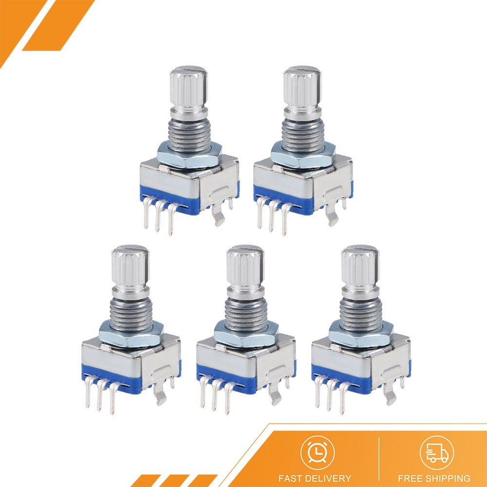 5Pack 360 Degree Rotary Encoder Code Switch Potentiometer EC11 7 Pins 15mm Shaft