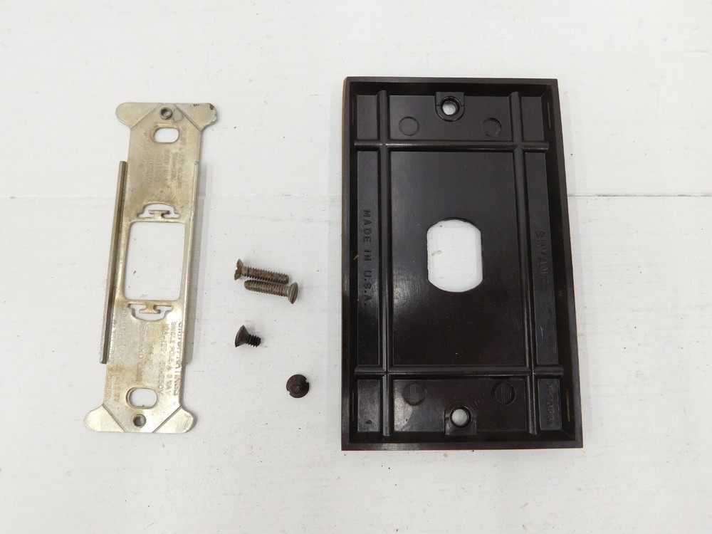 Vintage NOS Brown Bakelite Push Button Light Face Plates