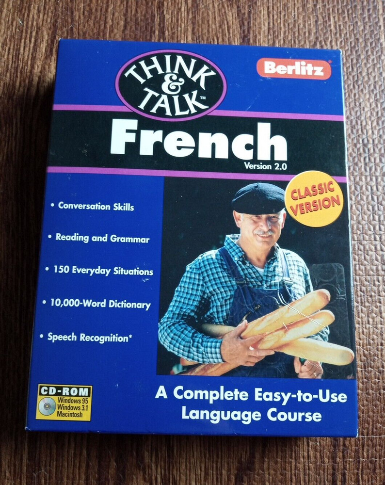 Think & Talk French Berlitz PC Program Software CD-Rom Version 2.0 1997 NIB