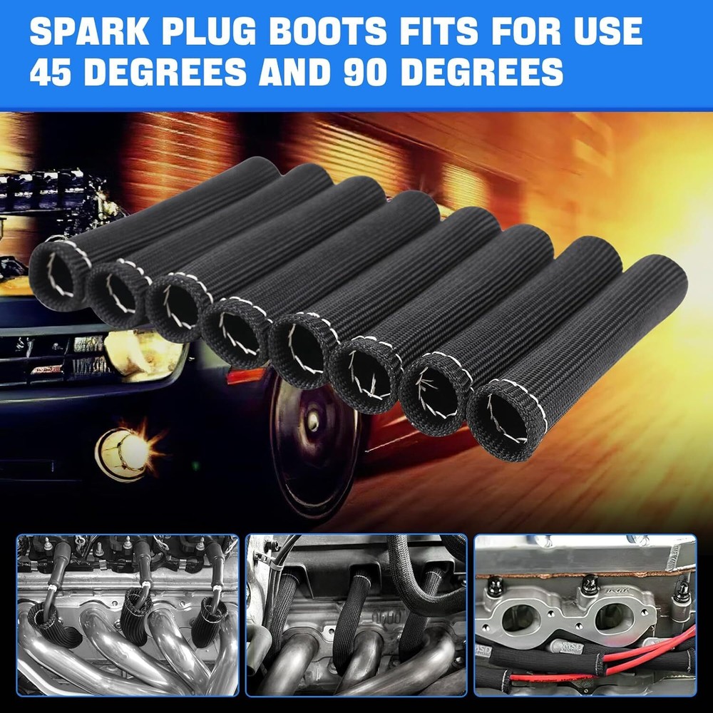 8x Spark Plug Wire Boot Heat Shield Protector Insulator Fire Sleeve Protect Boot