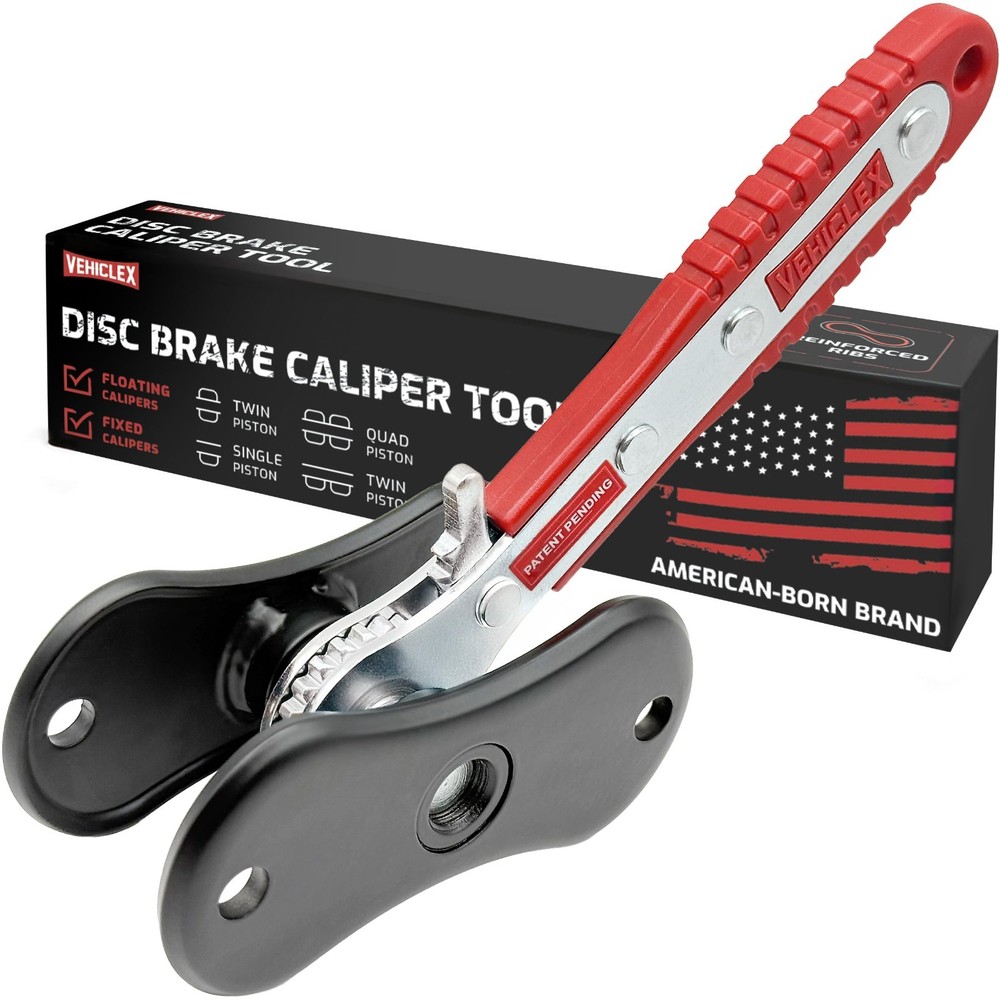 Heavy Duty Brake Caliper Compression Tool - Ratcheting Handle, Pad Spreader for