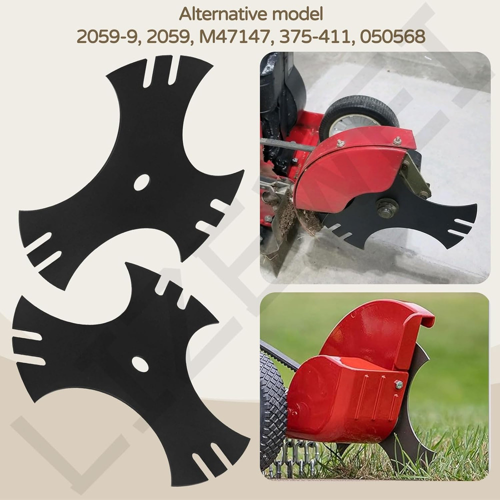 2 Pcs Universal 9" X 9" Edger Blade (1/2" Center Hole), 3-Side Edger Star Blade