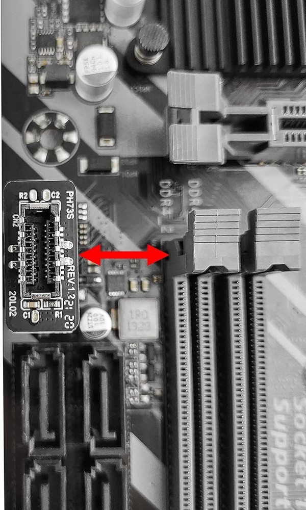 USB Front Panel Adapter, Vertical C Header 3.1 Type-E Black