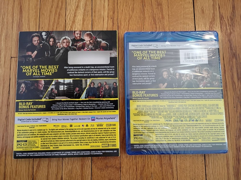 Thunderbolts Blu Ray + Digital Code with slipcover