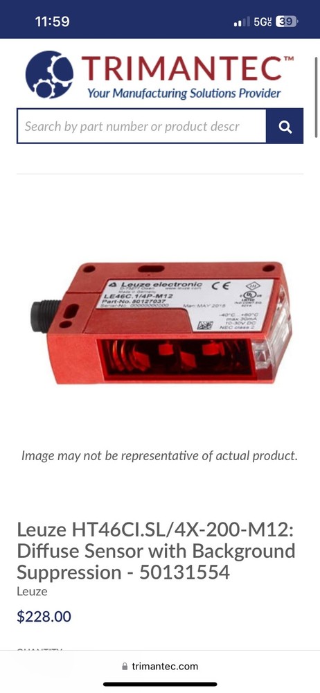 Leuze HT46CI.SL/4X-200-M12: Diffuse Sensor with Background Suppression