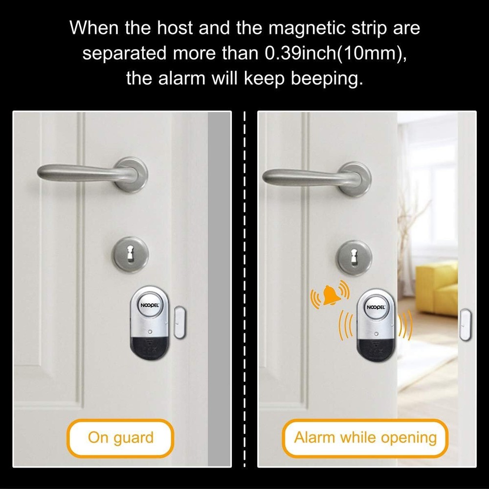 Alarma 120dB puertas/ventanas, pack 2 con sensor y baterías