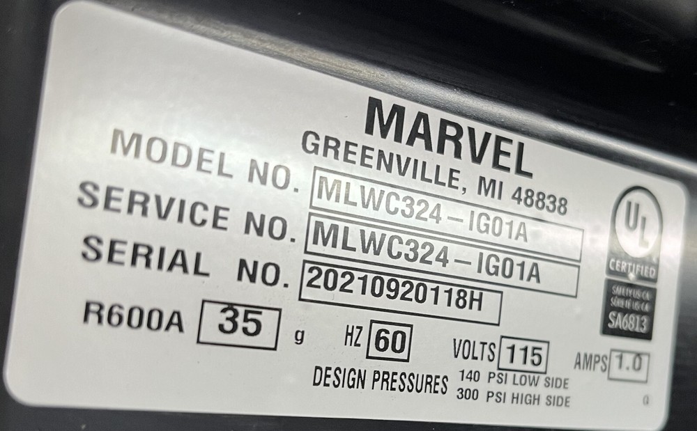 Marvel MLWC324IG01A 24" Wine Refrigerator High Efficiency Single Zone Built-In