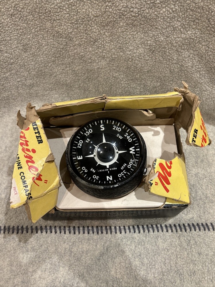 Vintage Aqua Meter "Mariner" Marine Compass w/Box