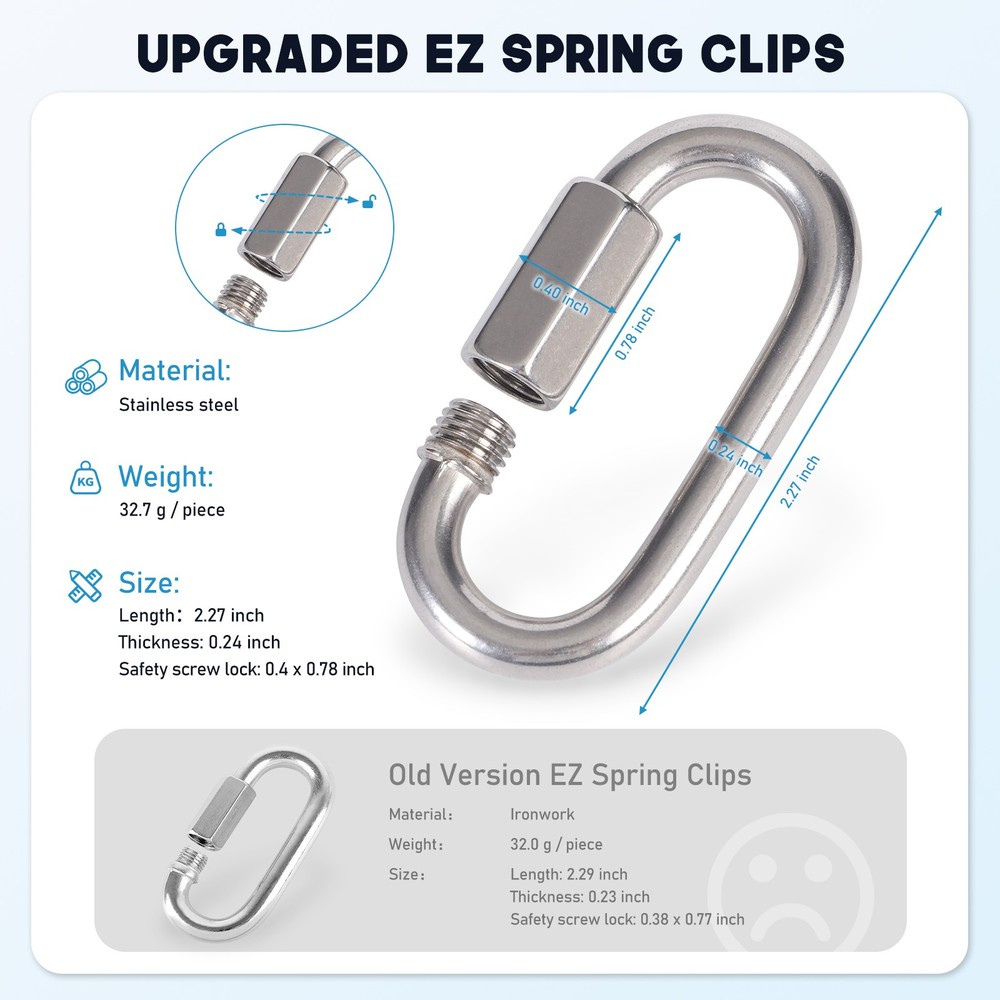 Lift Cable For Gorilla Lift 2Pcs Cables + 4Pcs Quick Links Stainless Steel Cable