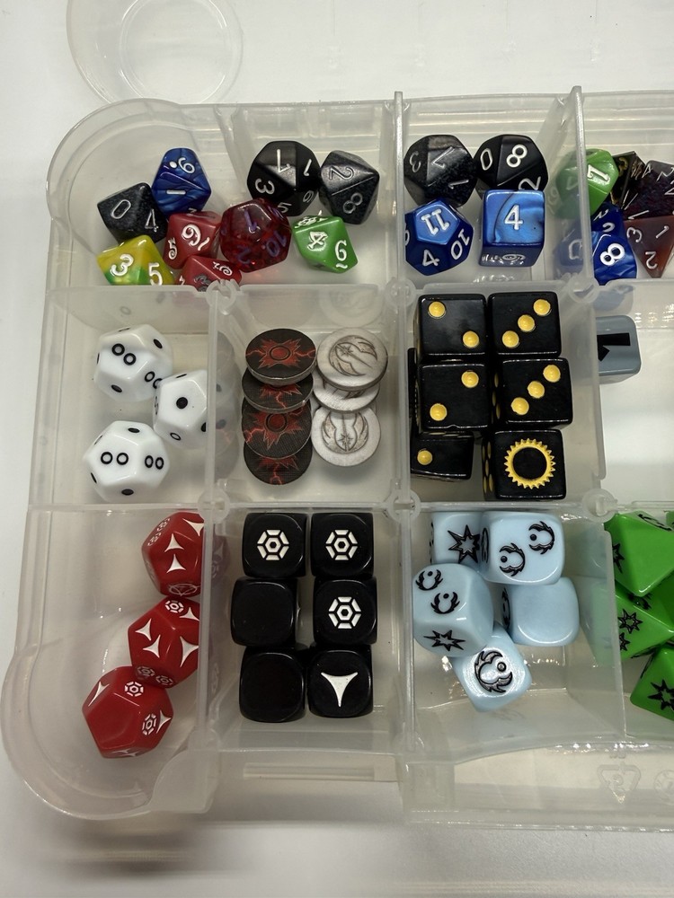 Huge Mixed Dice Lot RPG D&D Polyhedral Assorted Colors + Case Bundle