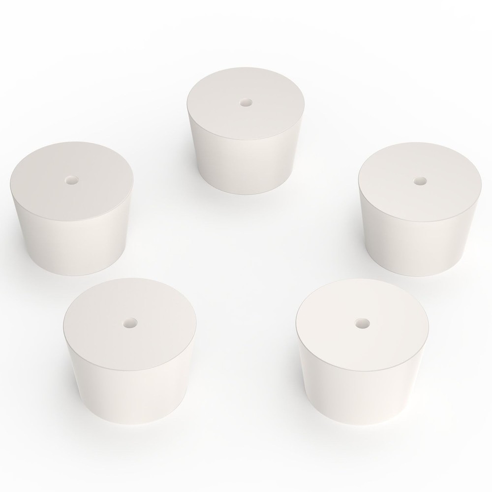 Solid Rubber Stopper with Single Hole, 5-Pack 9# Air-Tight Control Tapered La...