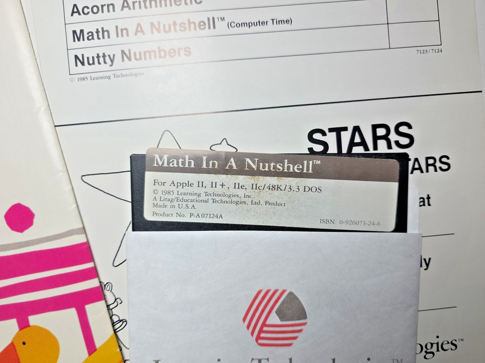 Apple II IIe "Math in a Nutshell" and "Alpine Tram Ride" educational software