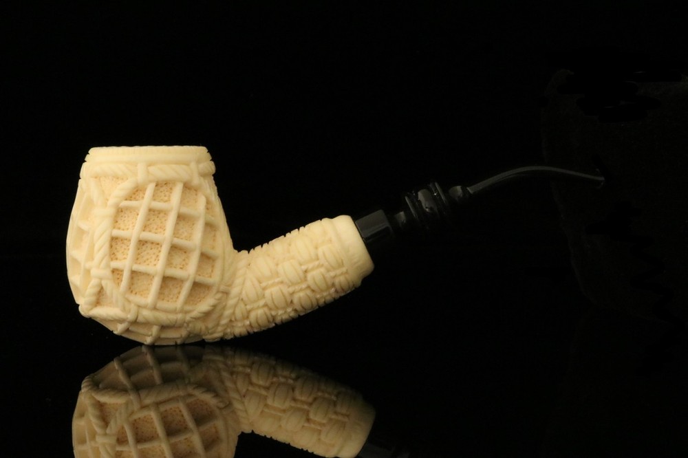 srv Premium - Waffle Block Meerschaum Pipe with custom case M3278