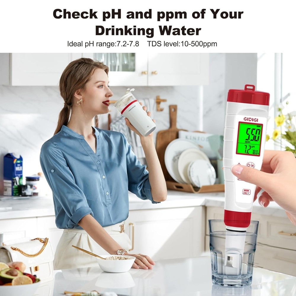 4-in-1 pH Tester with Backlit LCD Screen