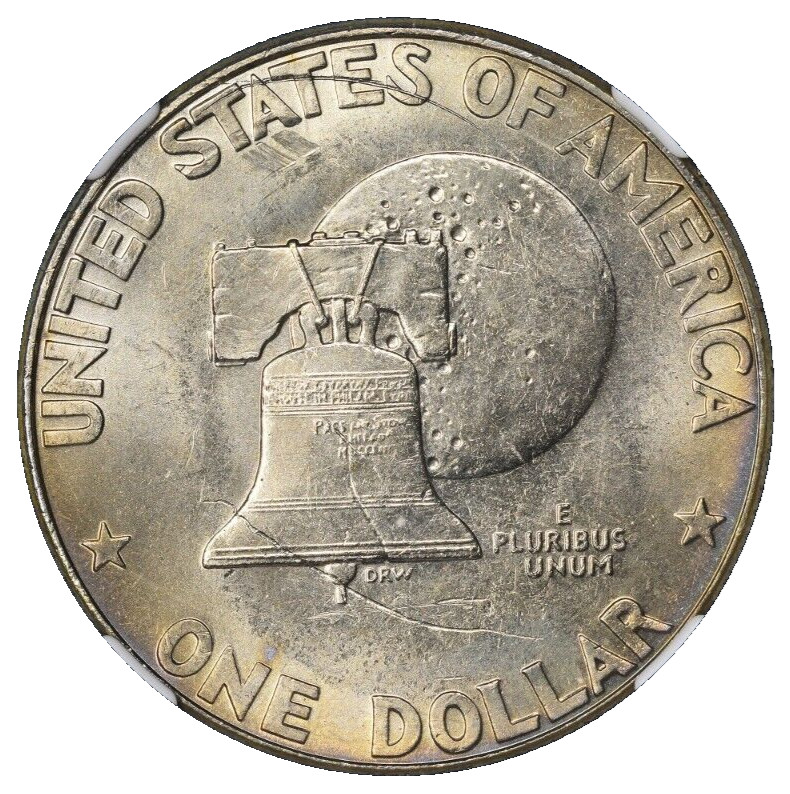 1976-D Eisenhower Dollar IKE NGC MS-65 Reverse Struck Thru Mint Error Through