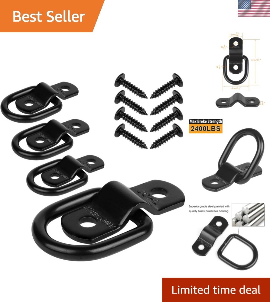 Heavy Duty D Ring Cargo Tie Downs - 4-Pack for Secure Load Transport