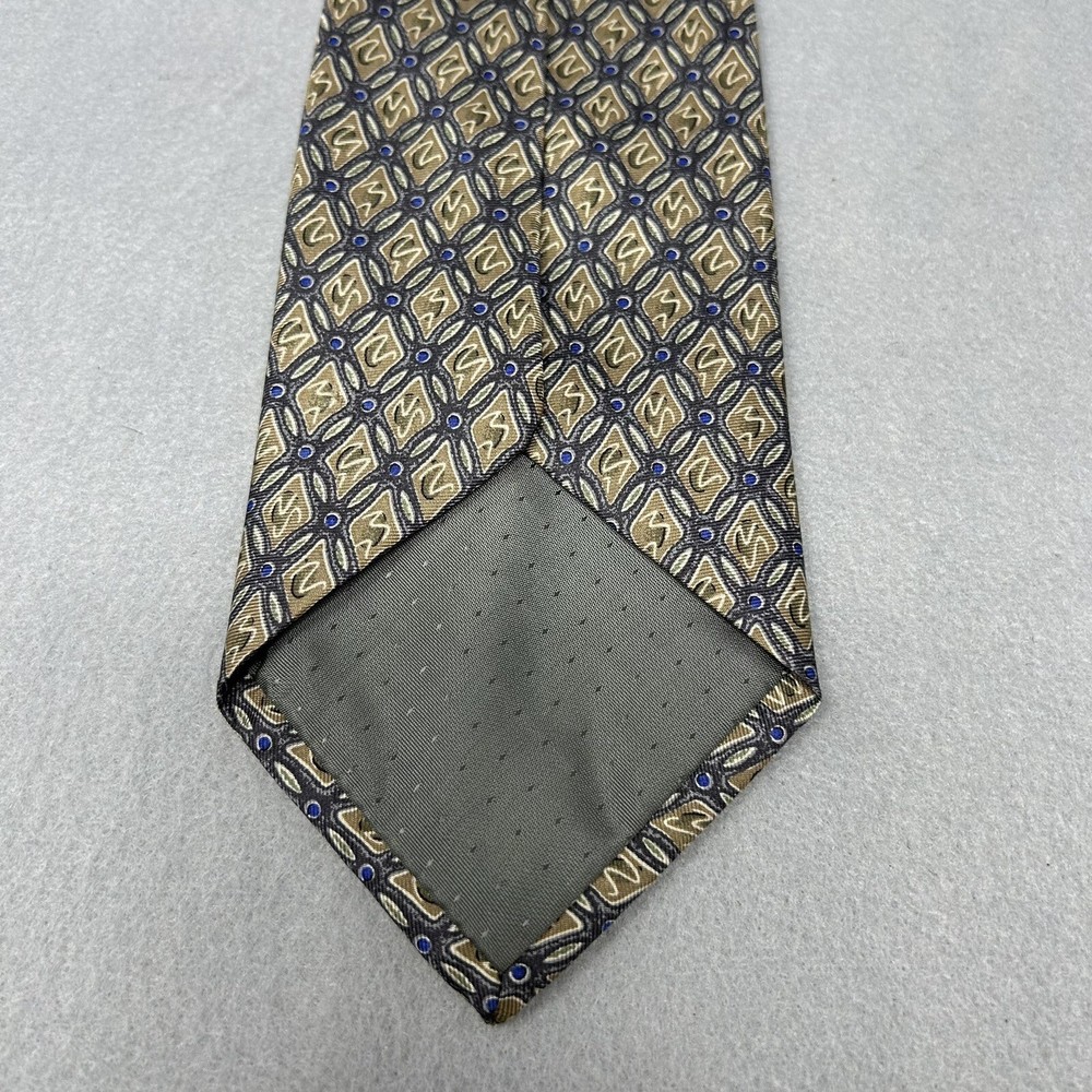 Vintage St Michael From Marks & Spencer Silk Light Brown And Blue Patterned Tie