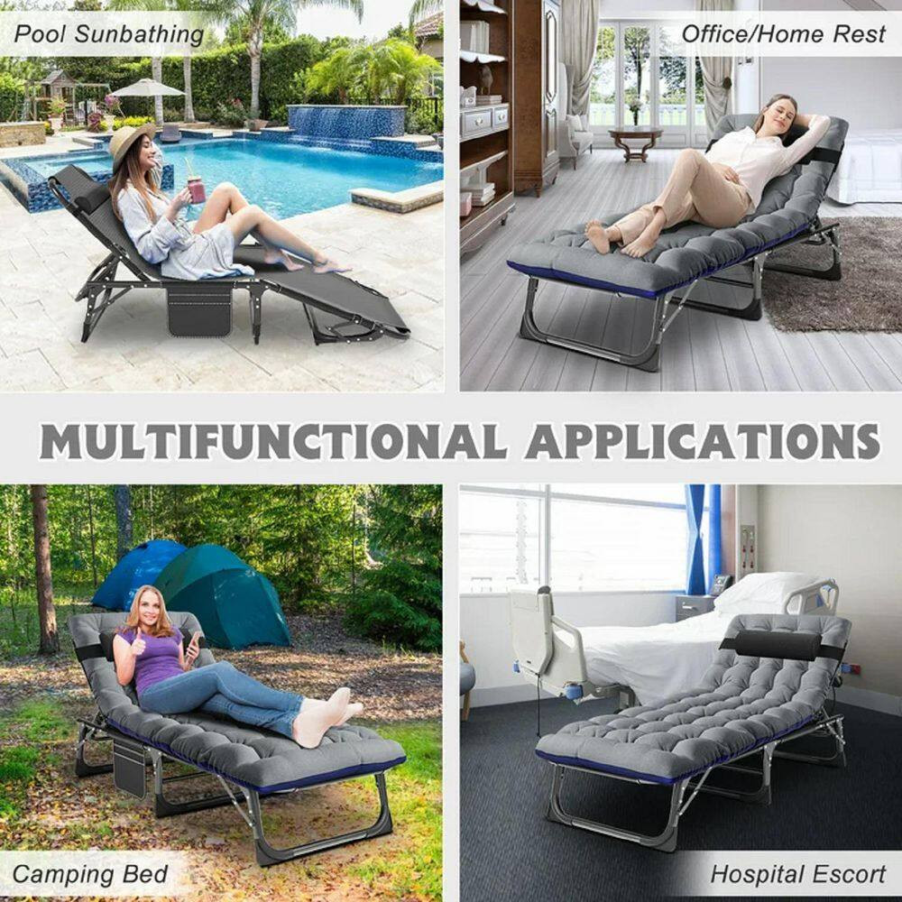 Polyester Portable Folding Sleeping Cot, Convertible Sleeper Chair Bed with Adju