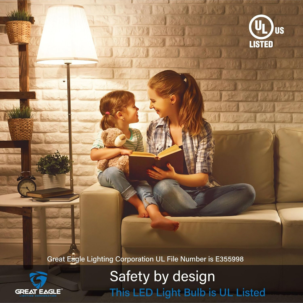 Great Eagle A19 LED Light Bulb, 9W (60W Equivalent), UL Listed, 4000K Cool White