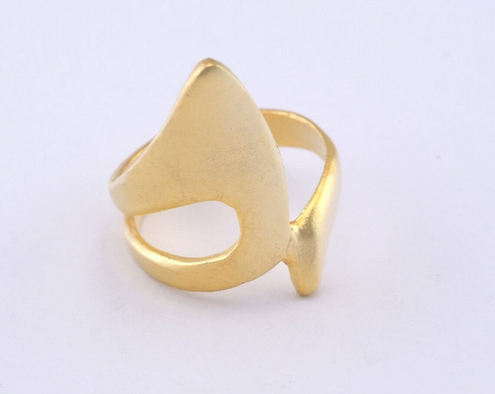 Adjustable Shark tail ring Matte Gold Plated brass (18mm 8US inner size) 2991
