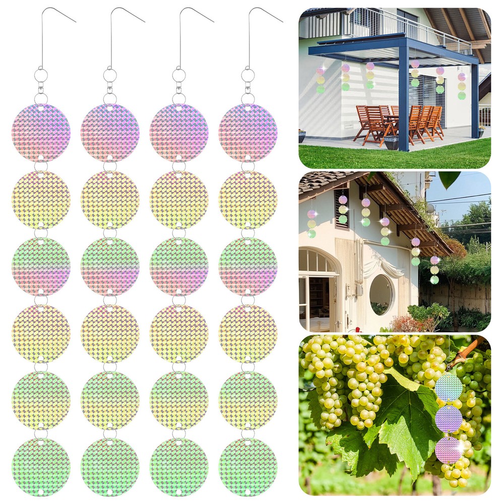 24x Reflective Bird Repellent Discs Garden Hanging Rotator Wind Powered Outdoor