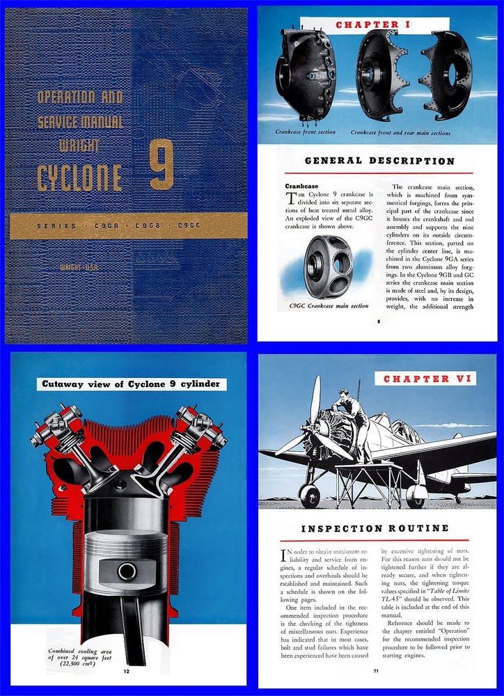 R1820 Wright Cyclone 9 Engine Manual - on DVD or  USB - B17, Trojan, Dauntless