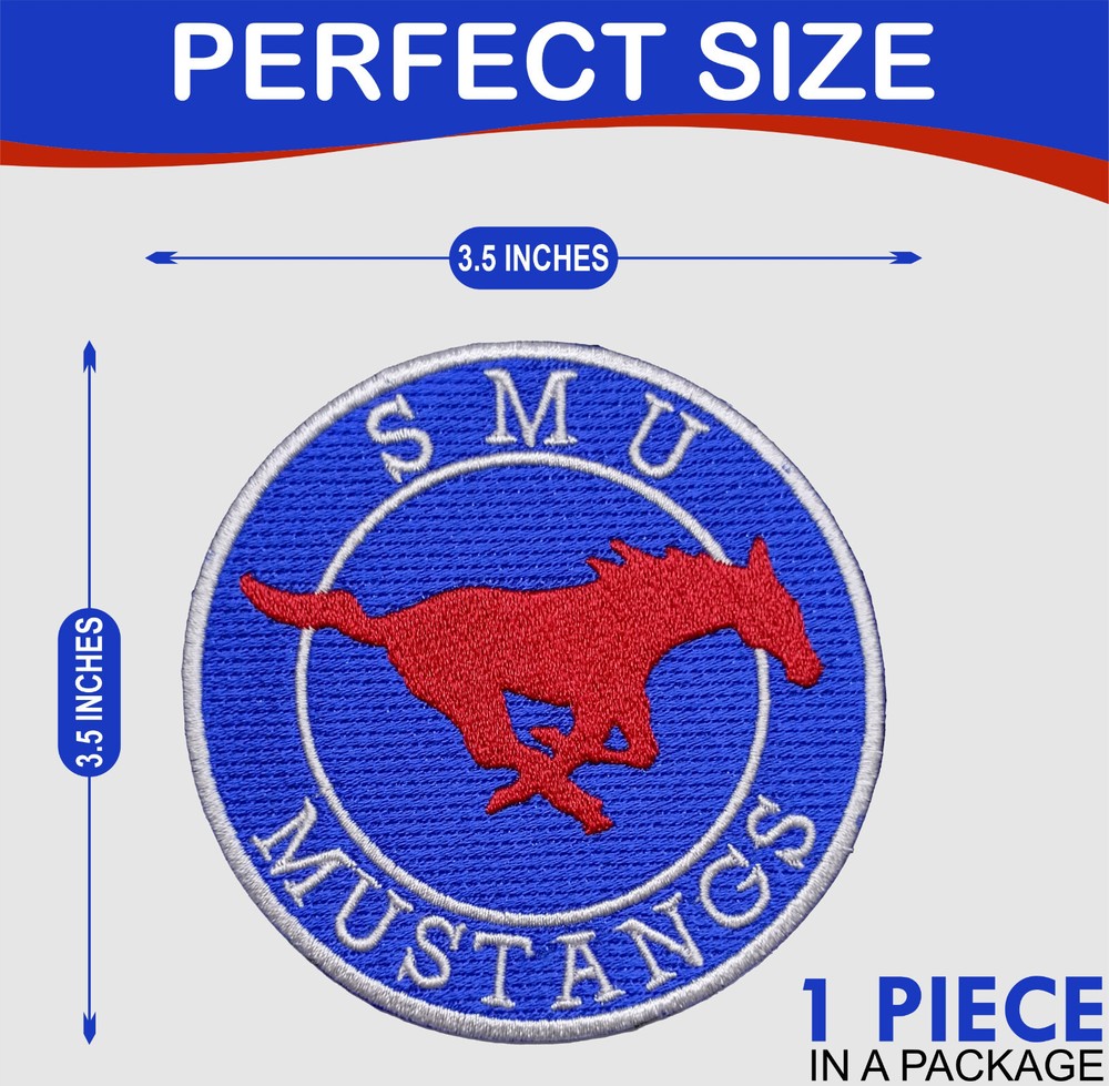 SMU Mustangs NCAA Team Logo Iron On Patch - Sew Patch - Embroidered Patch