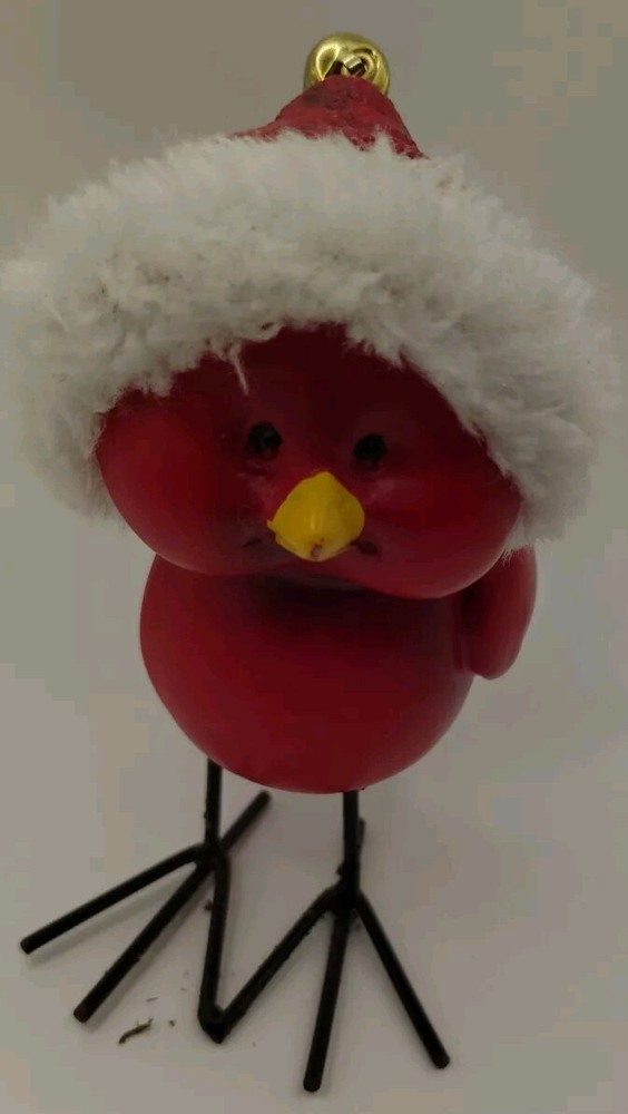 Cardinal With Poka Dot Santa Hat