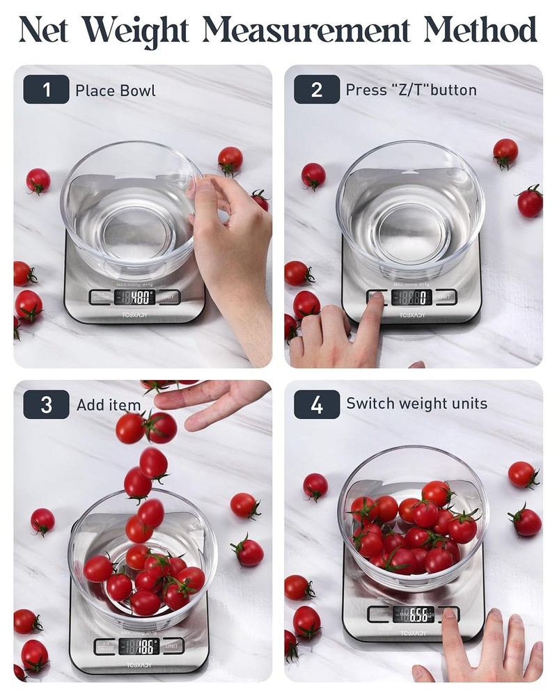 Food Scale, 11lb Digital Kitchen Scale with 6 Units LCD Display Functio