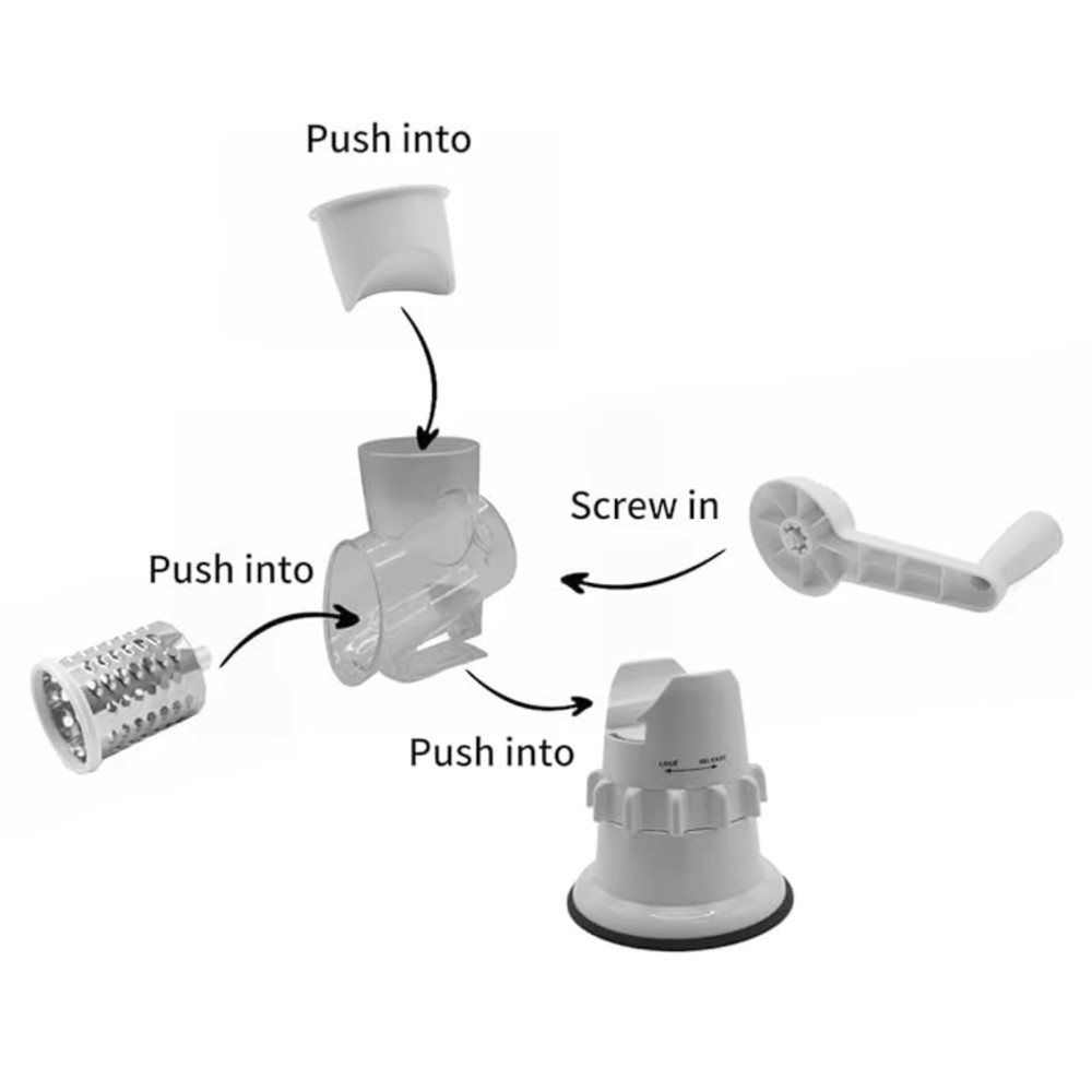 Manual Rotary Cheese Grater with Handle - White