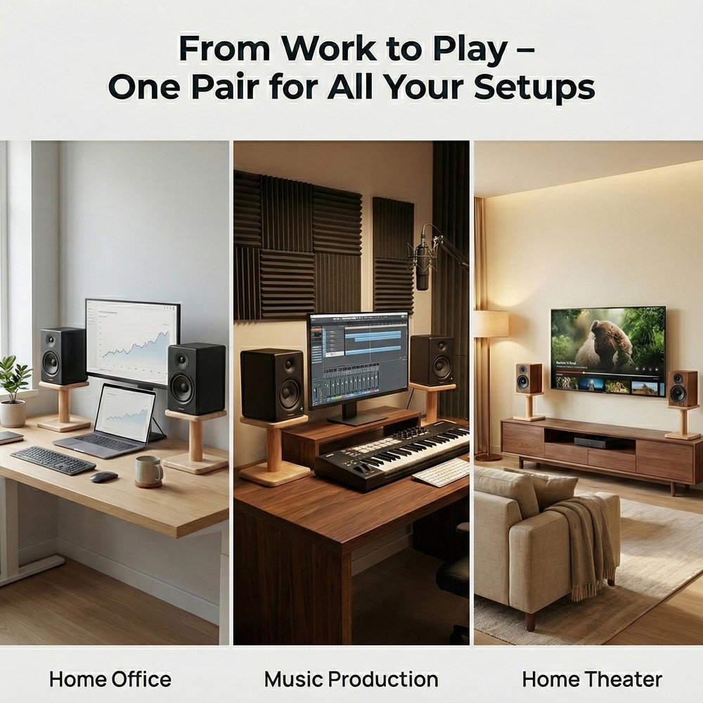 Speaker Stands Solid Wood 360° Rotatable Natural Oak DSS7 7